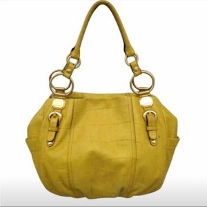 B Makowsky Yellow Leather Shoulder Purse